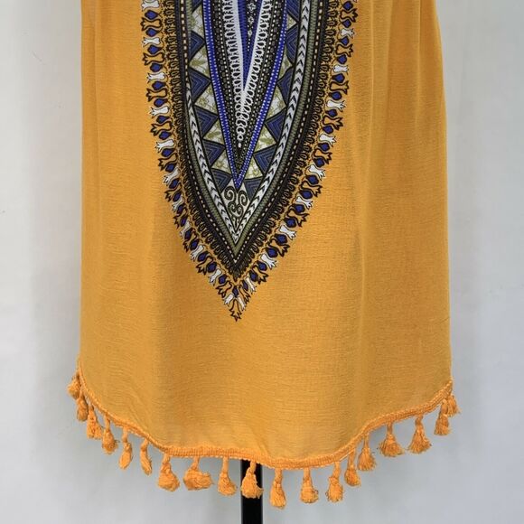 Liberty Love Orange Boho Tassel Trim Blouse Size L - Picture 4 of 8